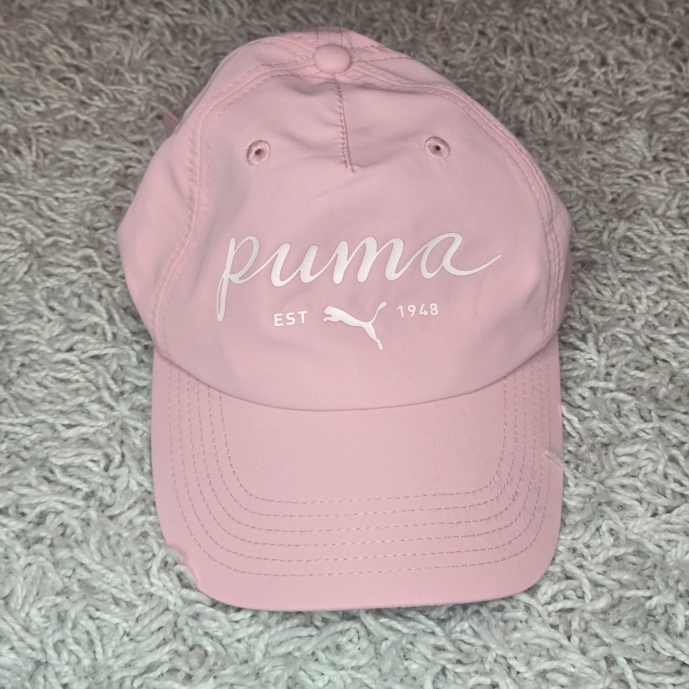 🎀 Baby Pink Puma Adjustable Cap | Soft Aesthetic Baseball Hat